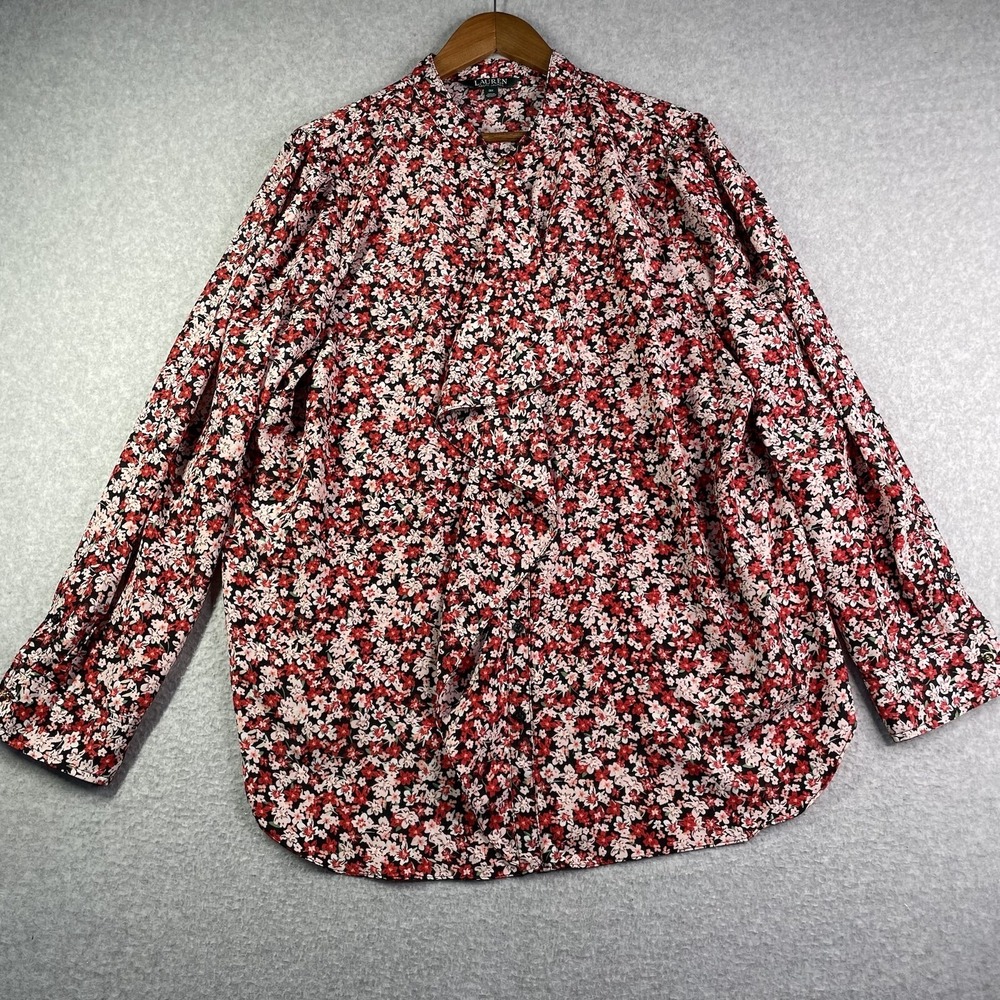 Lauren Ralph Lauren Top Women's 3X Long Sleeve Floral Button Up Career EUC